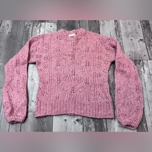 Joie Bubble Sleeve Jumper Medium Pink Knit Women's Sweater Small